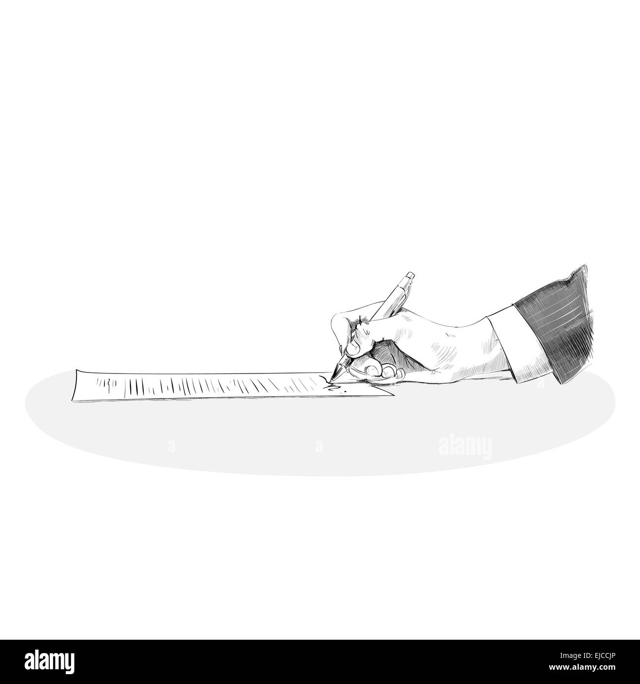 Business Mann Hand halten Stift schreiben Anmelde-Vertrag Papier Dokument Skizze Stockfoto