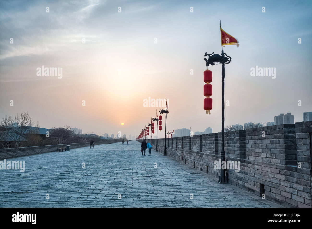Stadtmauer von Xian Stockfoto