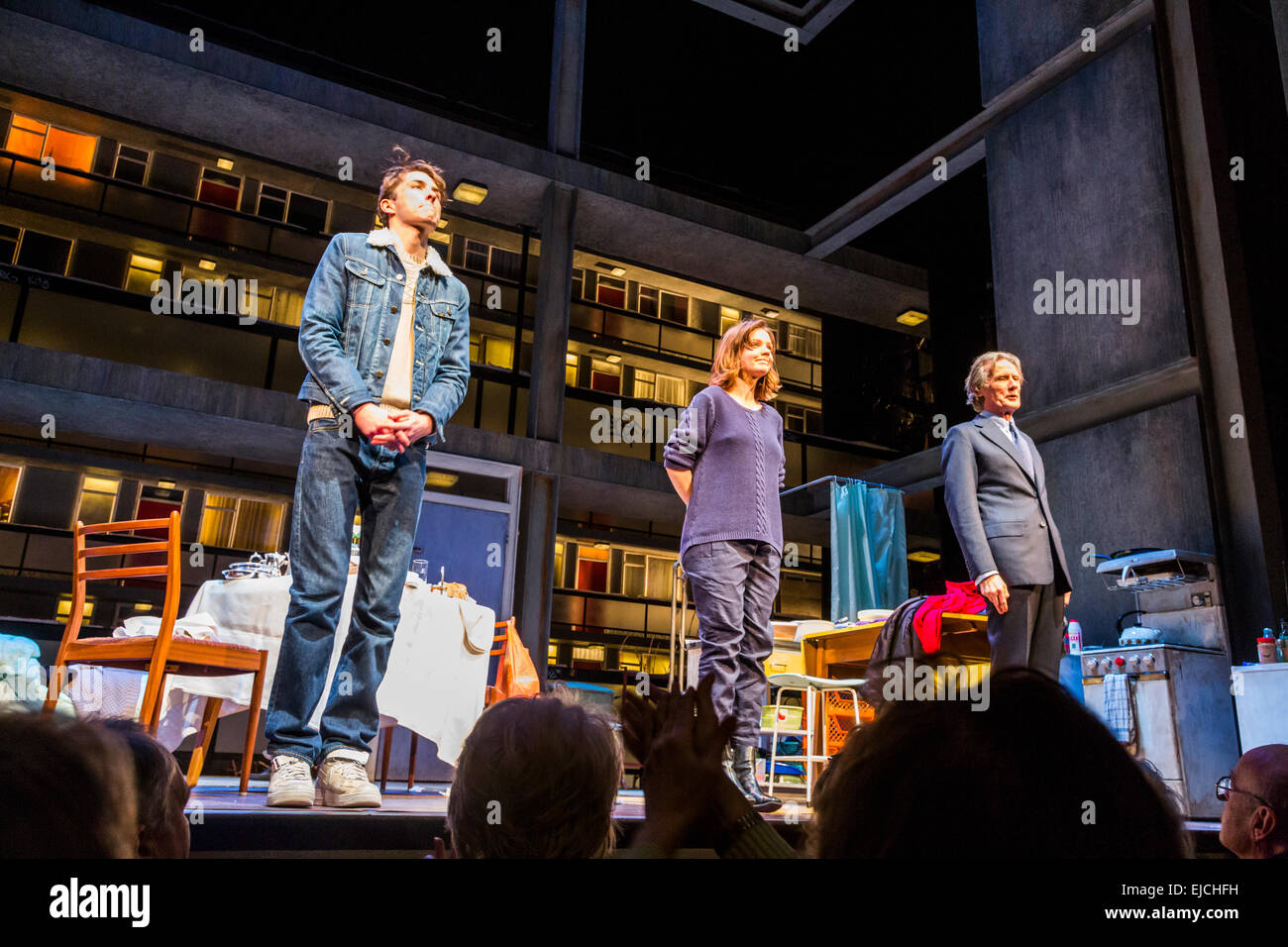 Carey Mulligan, Bill Nighy und Matthew Beard in Stephendaldrys Produktion von David Hares Skylight, New York 2015. Stockfoto