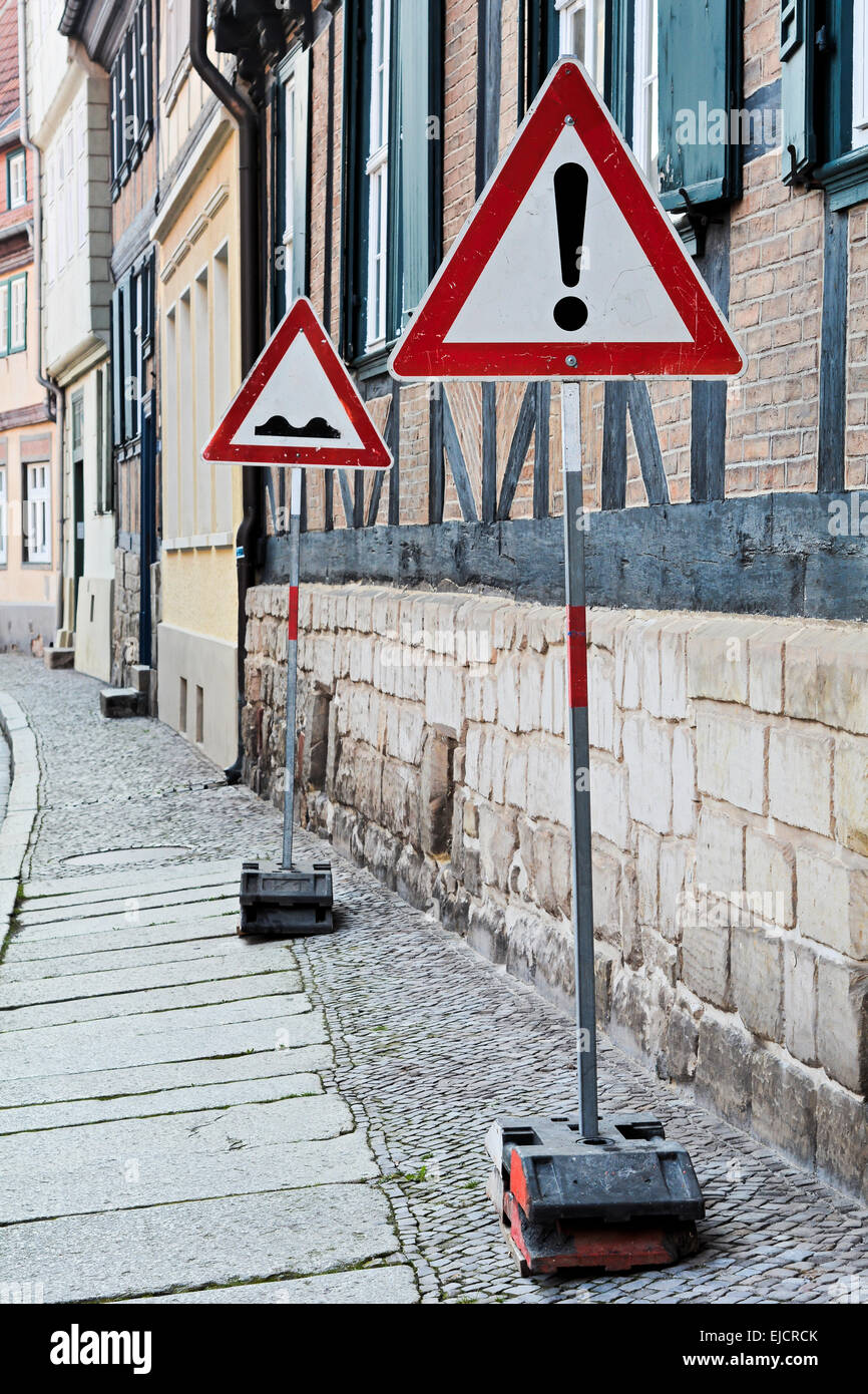 Verkehrszeichen in Quedlinburg Stockfoto