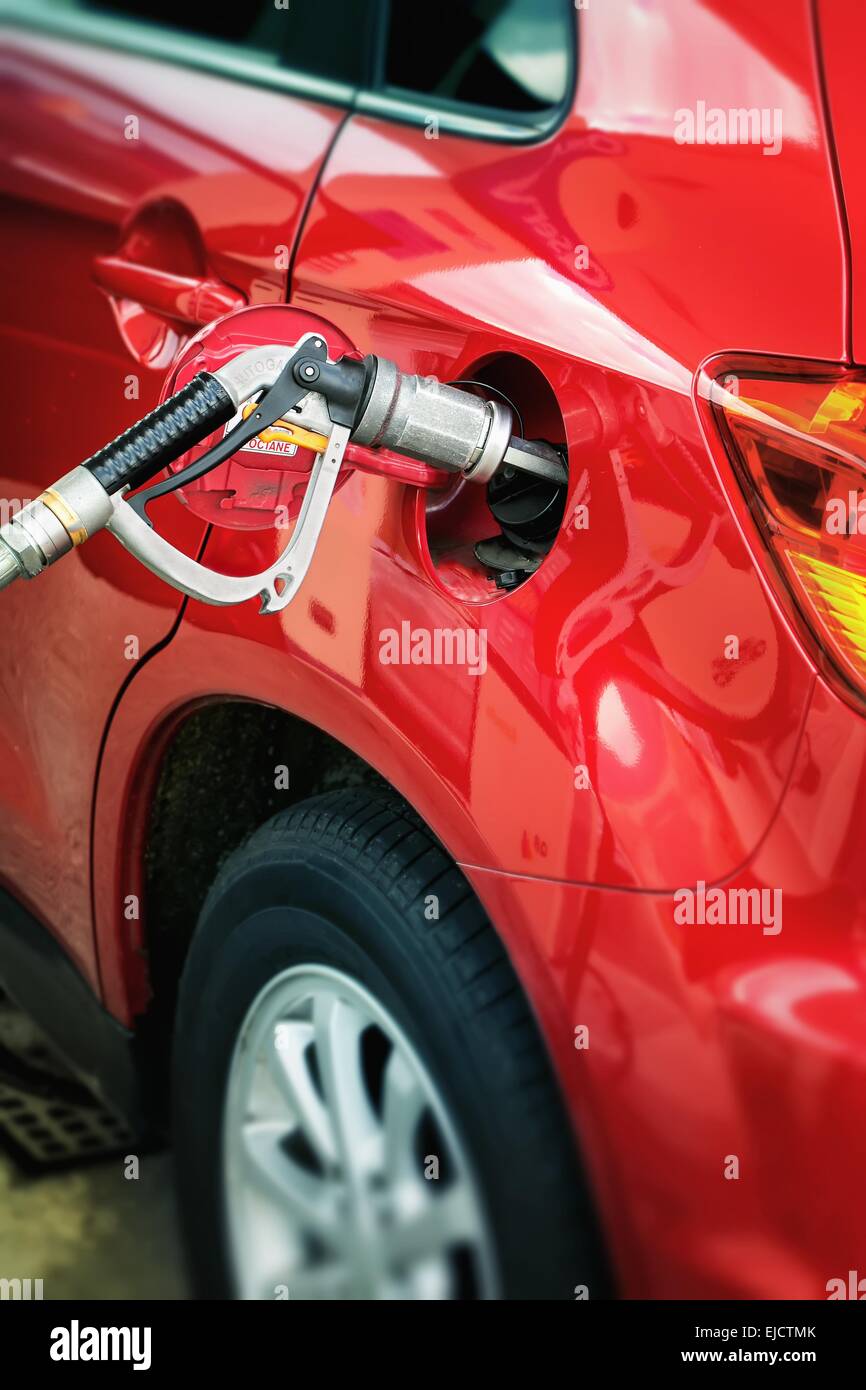 Tanken von Flüssiggas Stockfoto