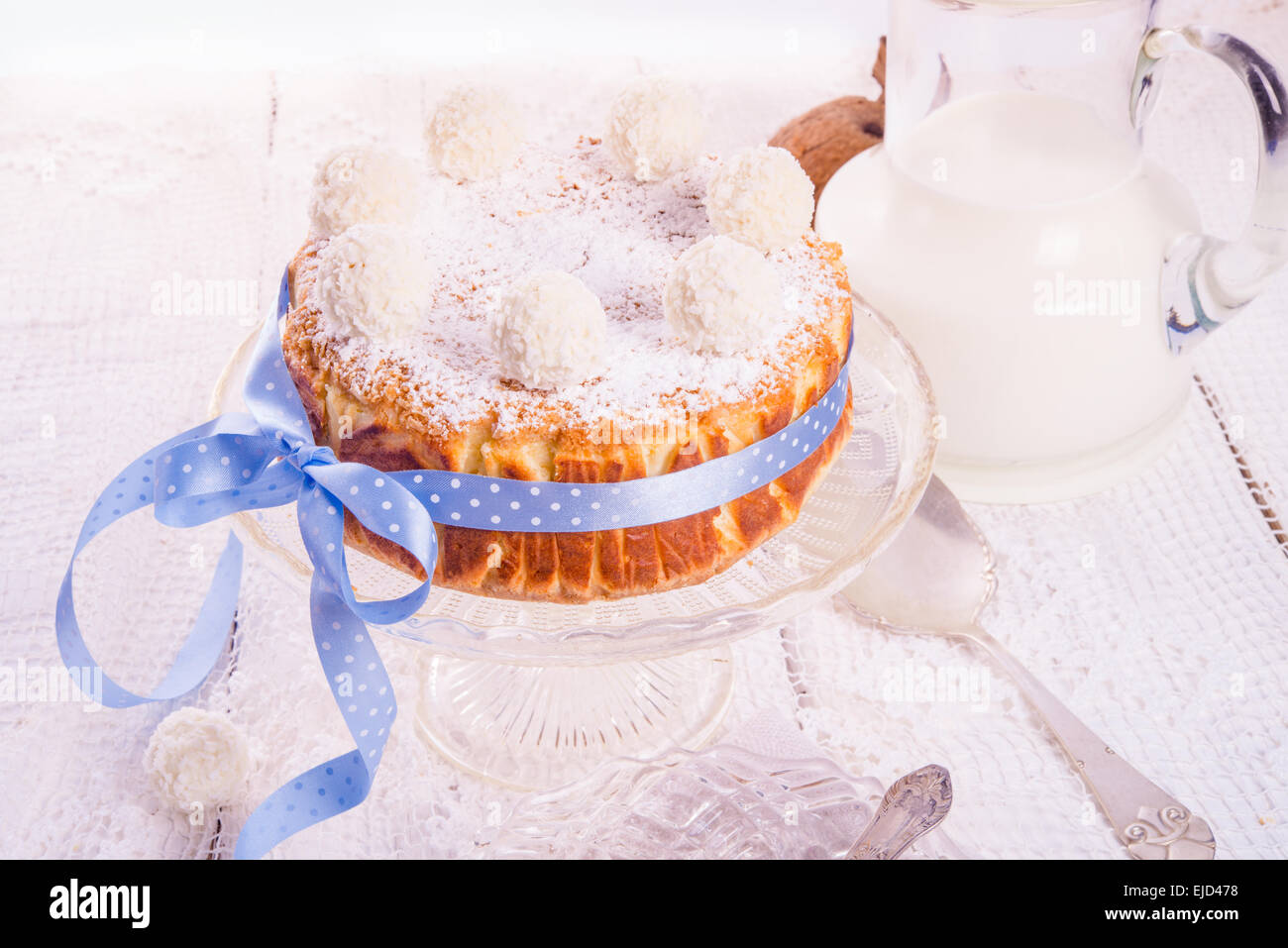 Kokos-Quark-Kuchen Stockfoto