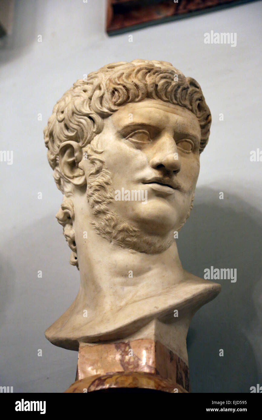 Büste des römischen Kaisers Nero (37-68 n. Chr.) in den Kapitolinischen Museen. Rom. Italien. Stockfoto