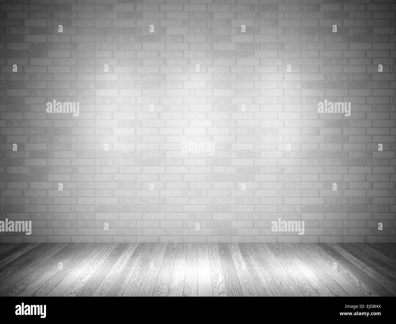 3D Brick Wand und Holz Boden Stockfoto