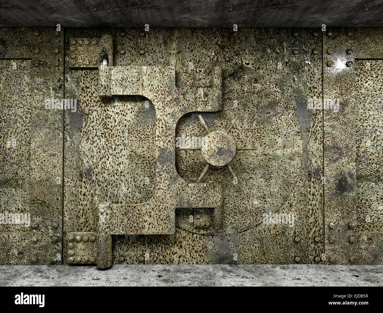 3D-Bild eines riesigen rostigen Tresor Stockfoto