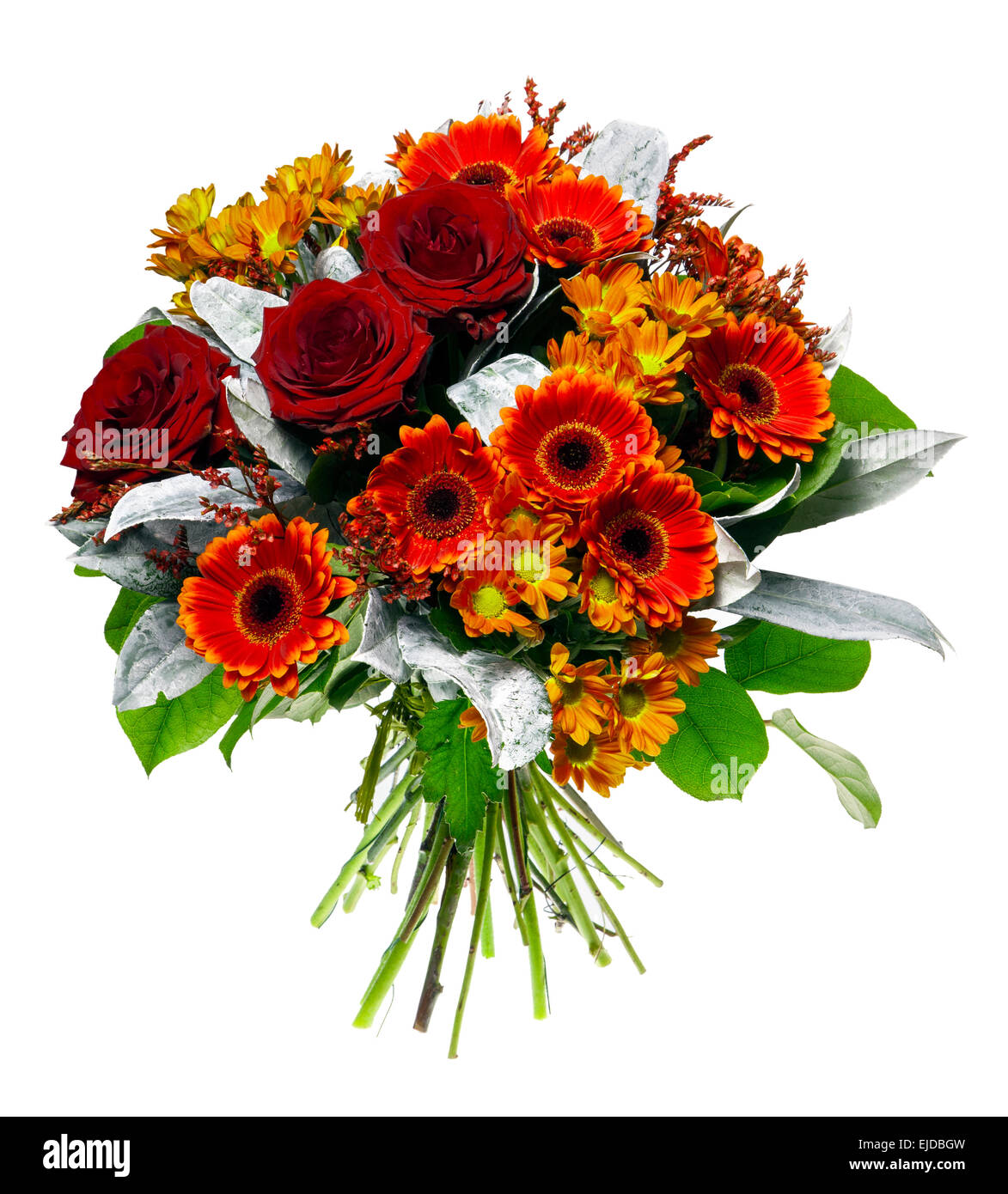 Schöner Blumenstrauß Gerbera und Rosen Stockfotografie