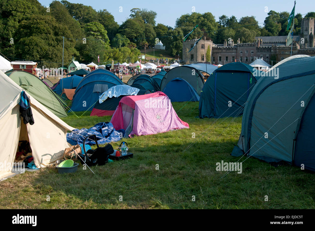 Camping Zelte auf den Port Eliot Literaturtagen St Germans Cornwall UK Stockfoto