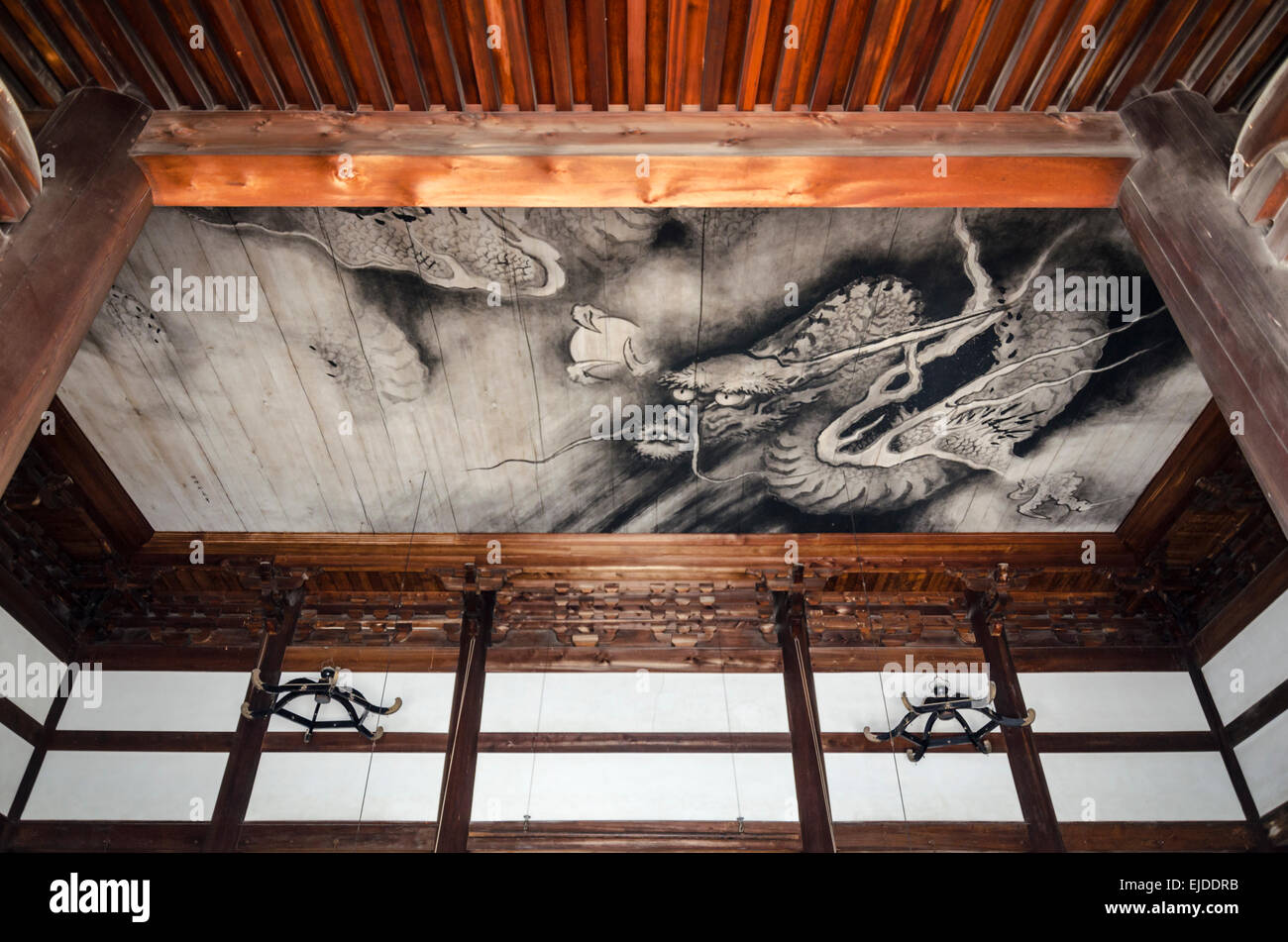 Dach-Detail am Tempel Tofuku-Ji, Kyoto, Japan Stockfoto