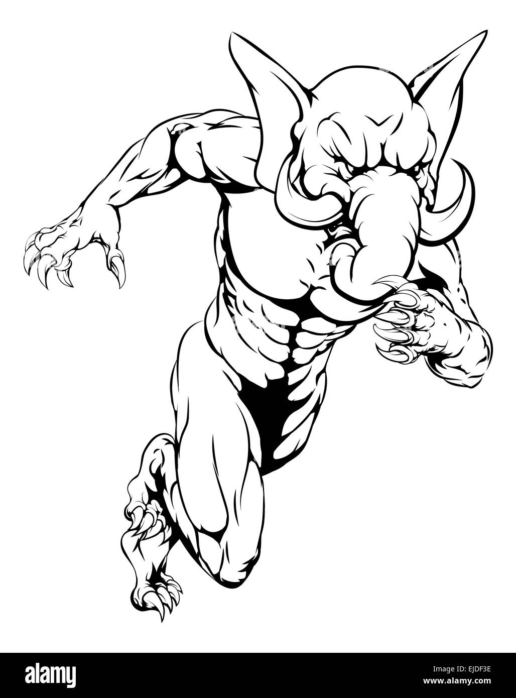 Ein Elefant Mann Charakter oder Sport Maskottchen aufladen, sprinten oder laufen Stockfoto