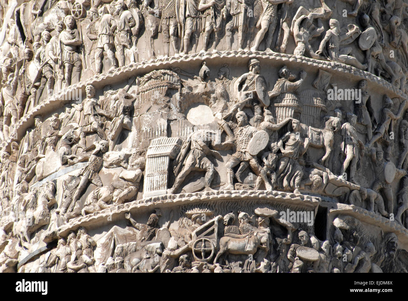 Spalte von Marcus Aurelius, Rom.  Detail. Stockfoto