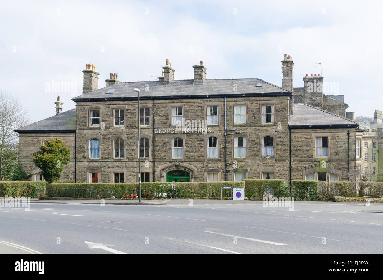 George Mansions, Grade 2 denkmalgeschütztes Gebäude in Derbyshire Spa Stadt von Buxton Stockfoto