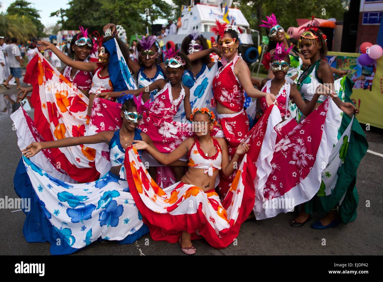 Kreolische Prozession im Carnaval International de Victoria in Seychellen Stockfoto