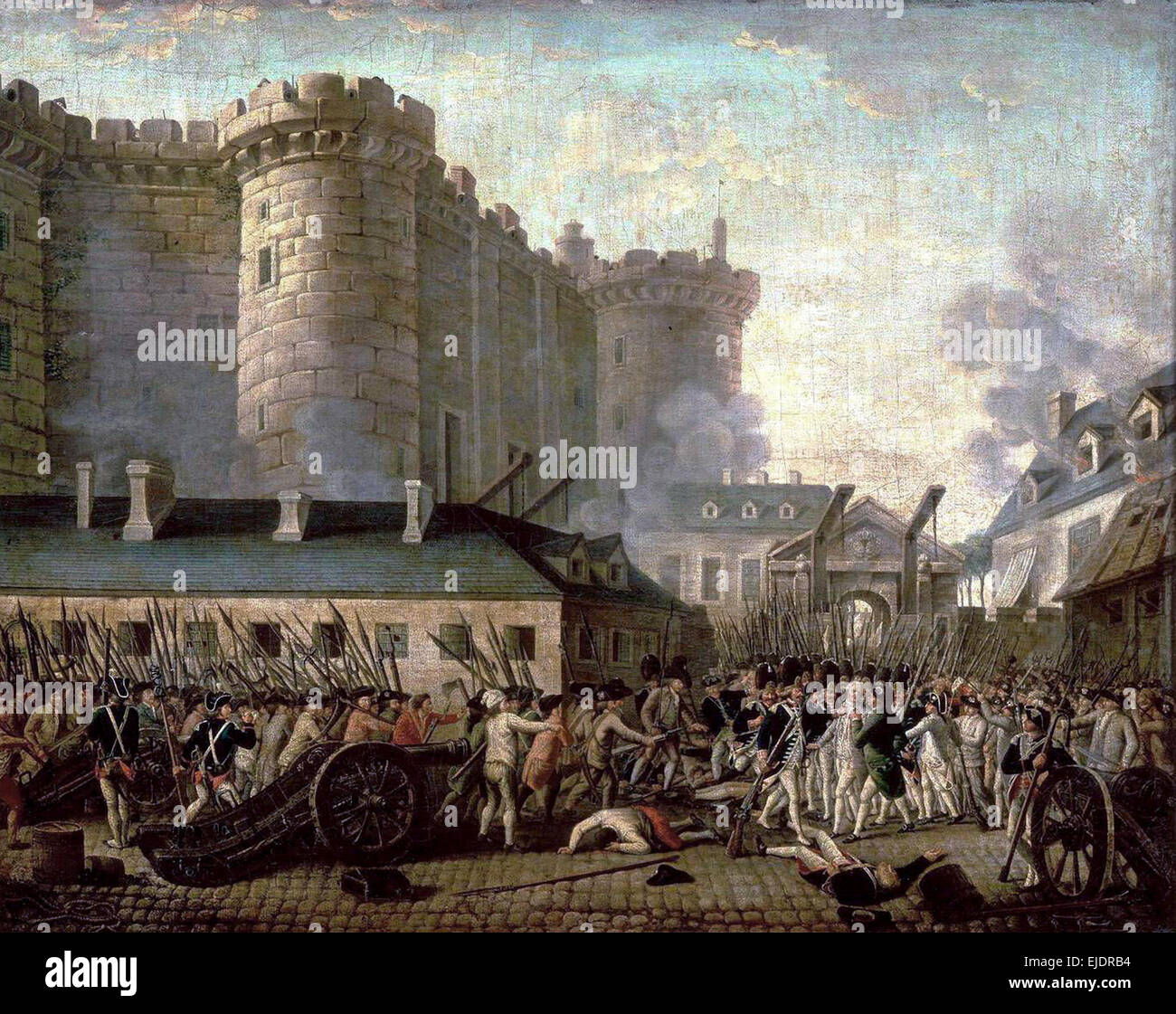 Sturm auf die Bastille und die Verhaftung von Gouverneur Bernard-René de Launay, 14. Juli 1789. Stockfoto