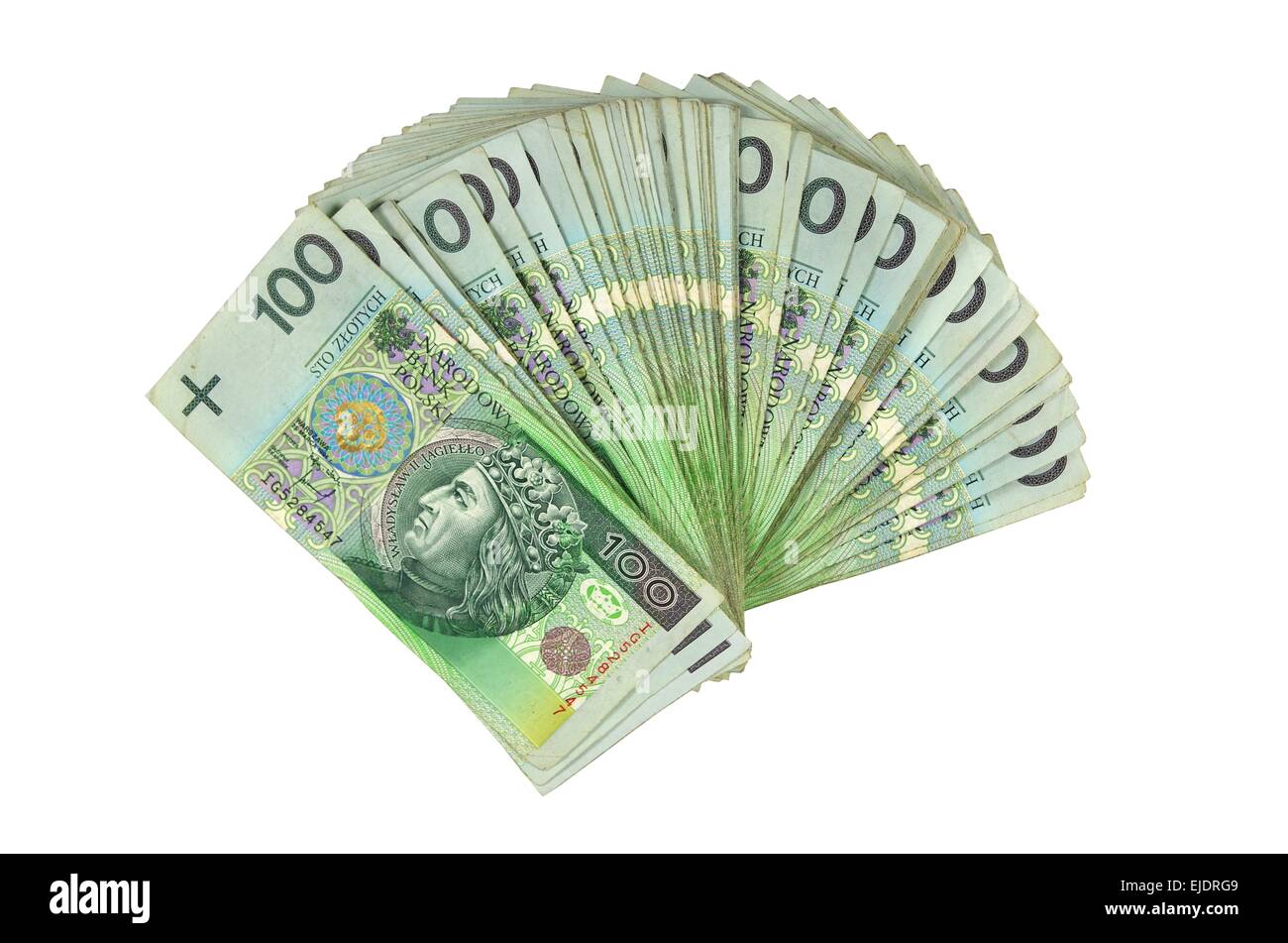 ein Großteil der polnischen Geld isoliert auf weißem Hintergrund Stockfoto