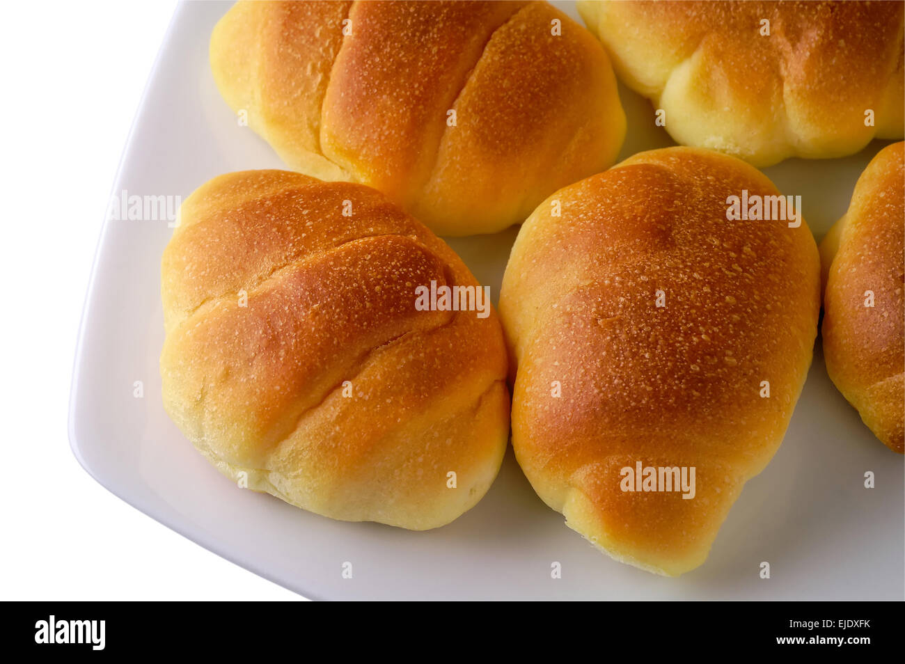 Mini Croissant in einem Teller mit Beschneidungspfad Stockfoto