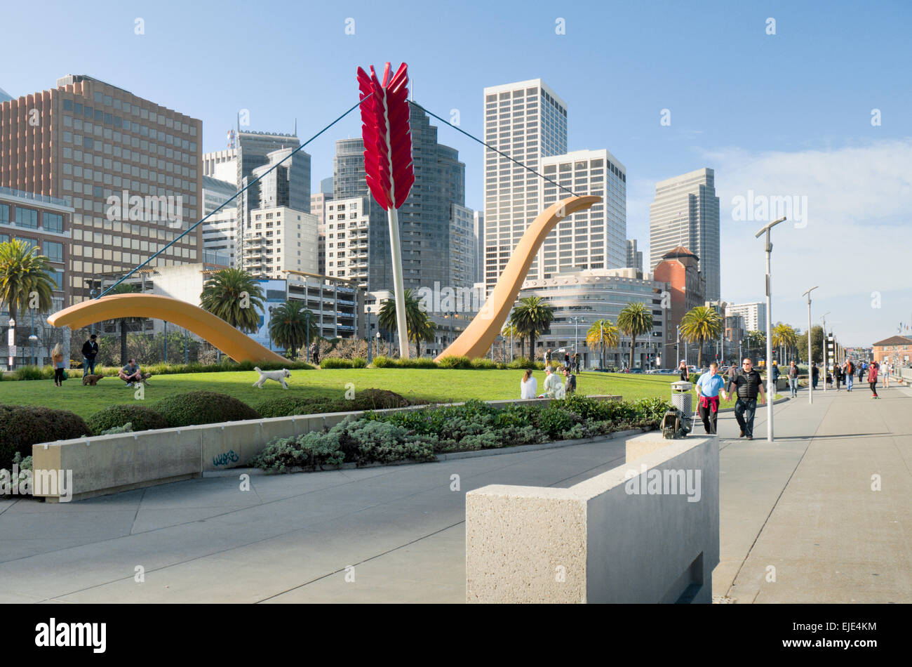 Diese Skulptur namens Cupids Span wurde von Richard Serra entworfen und für den Hauptsitz von The Gap in San Francisco in Auftrag gegeben. Stockfoto