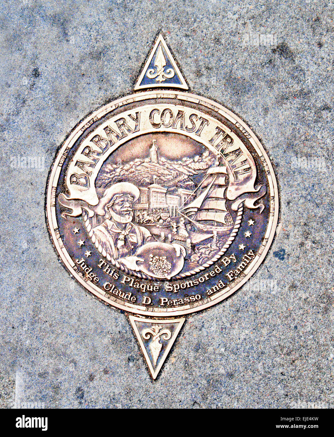 Plakette zeigt historische "Barbary Coast Trail" historischen Viertel in San Francisco, CA Stockfoto