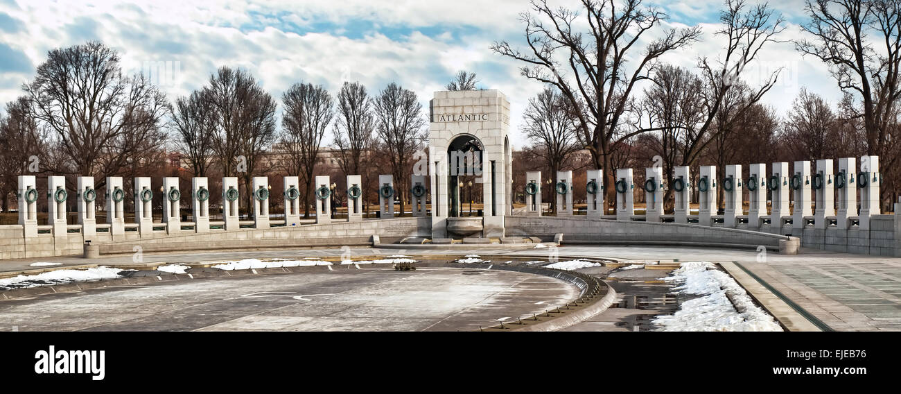 Washington, DC, USA. März 10,2014. Die National World War II Memorial im winter Stockfoto