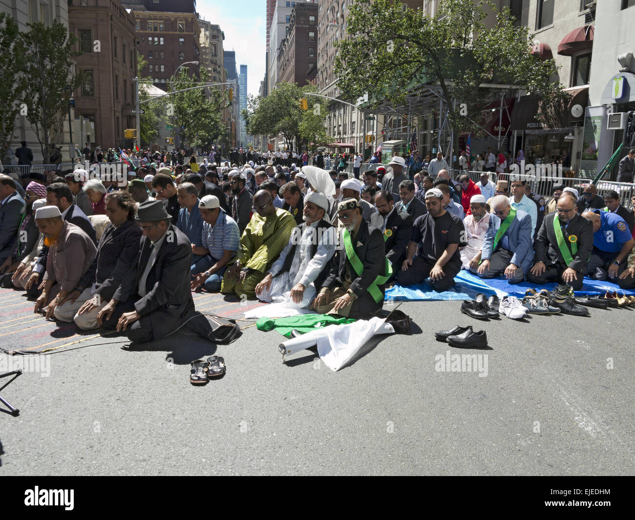 Gebete vor dem Start von The Muslim American Day Parade n New York City, 2014. Stockfoto