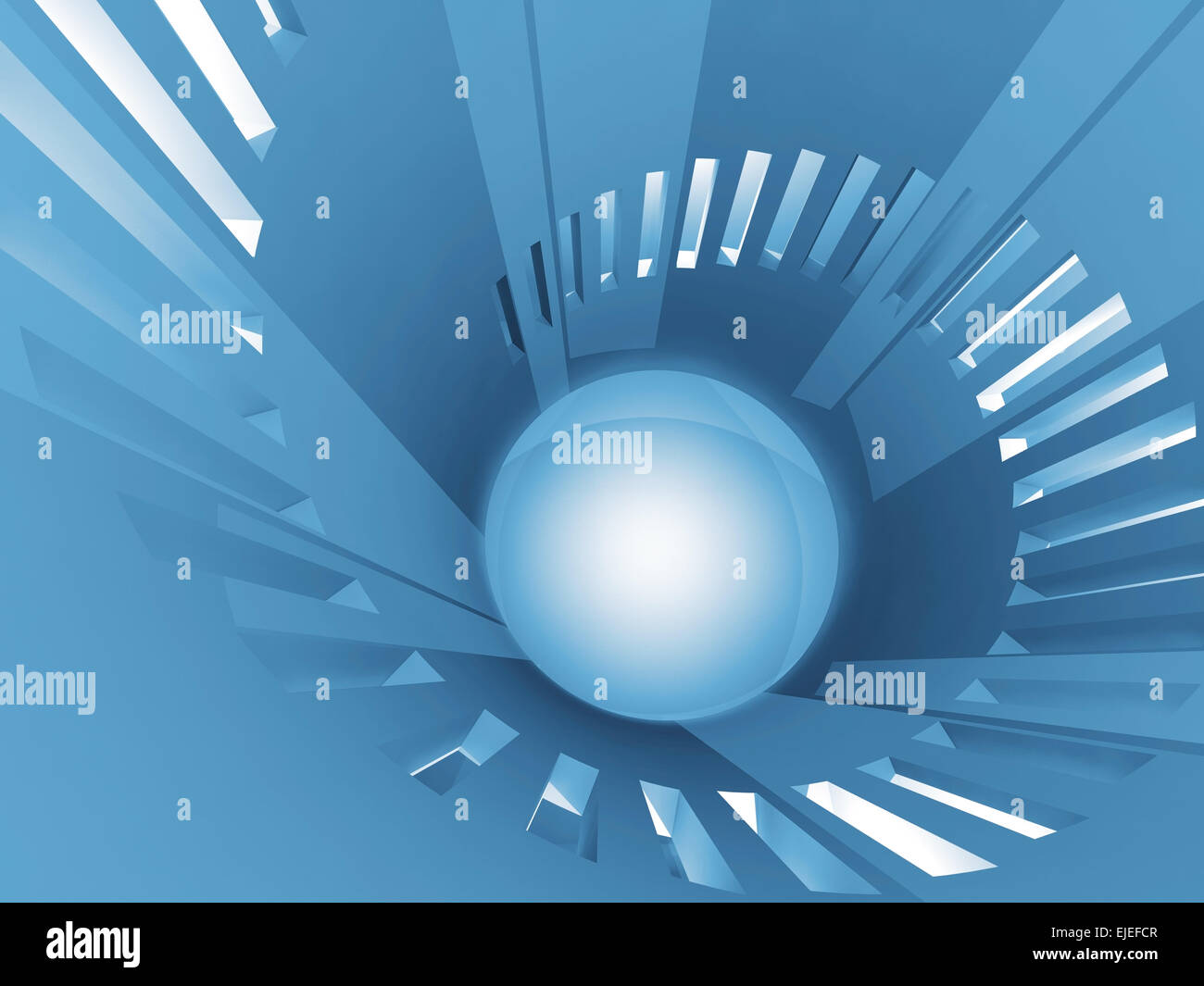 Abstrakt blau Rundturm Interieur mit Fenstern platziert in Spiralform, 3d illustration Stockfoto