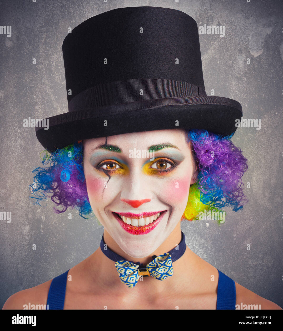 Lächelnden Clown und bunt Stockfoto