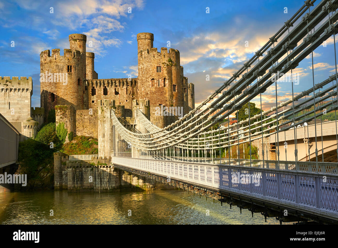 Die mittelalterlichen Conwy Castle gebaut 1283 für Edward 1., ein UNESCO-Weltkulturerbe, Conwy, Wales Stockfoto