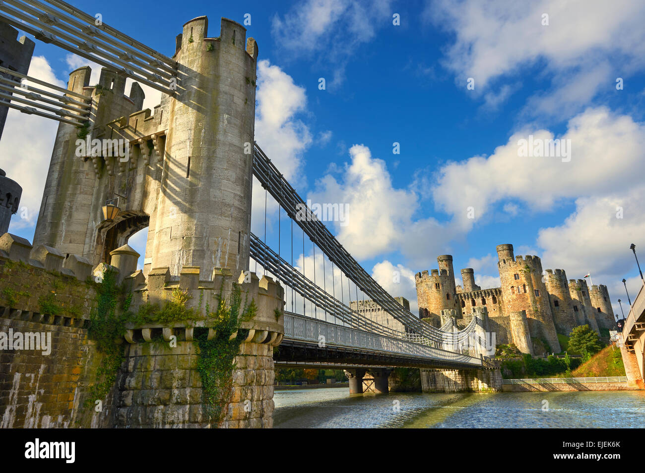 Die mittelalterlichen Conwy Castle gebaut 1283 für Edward 1., ein UNESCO-Weltkulturerbe, Conwy, Wales Stockfoto