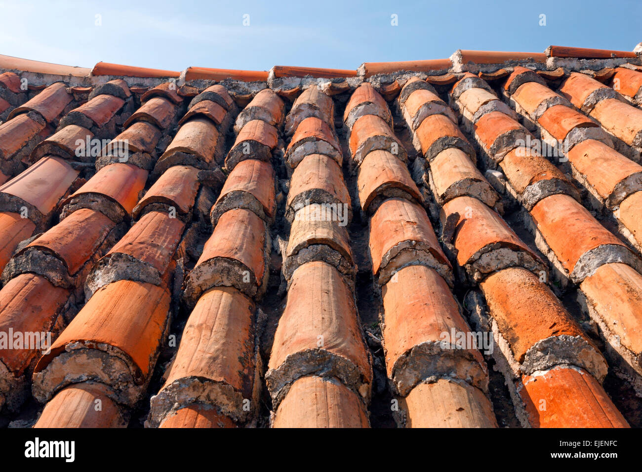 Dach, Fliesen Muster hautnah. Stockfoto