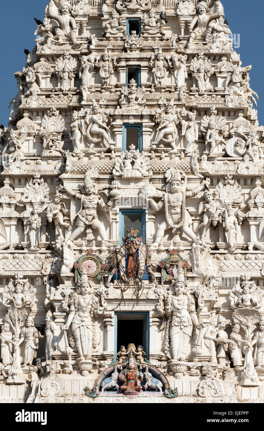 Gopuram Shri Rama Vaikunth Tempel, Pushkar, Rajasthan, Indien Stockfoto