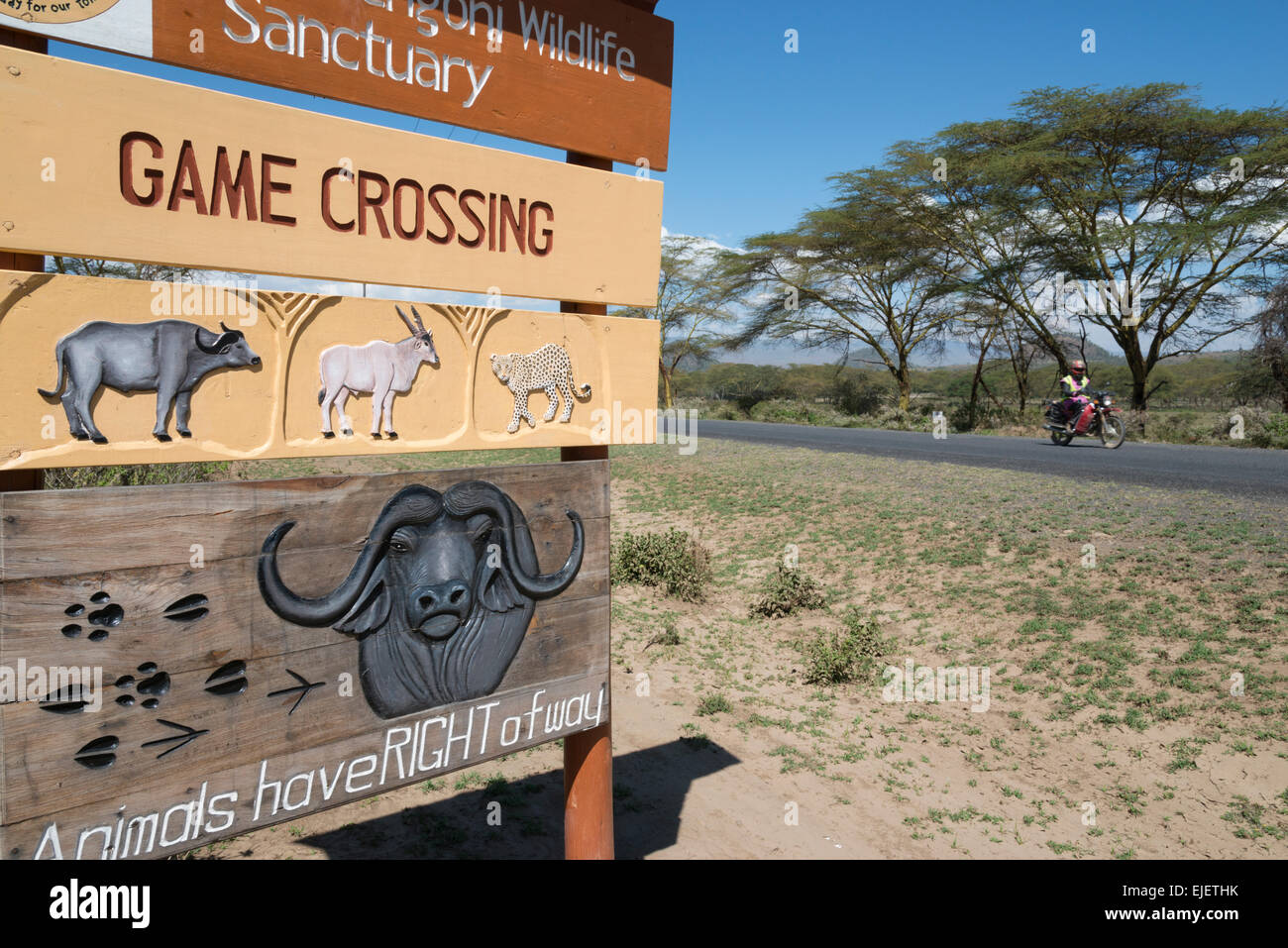 Tierwelt-Zeichen. Lake Naivasha. Rift Valley. Kenia. Stockfoto