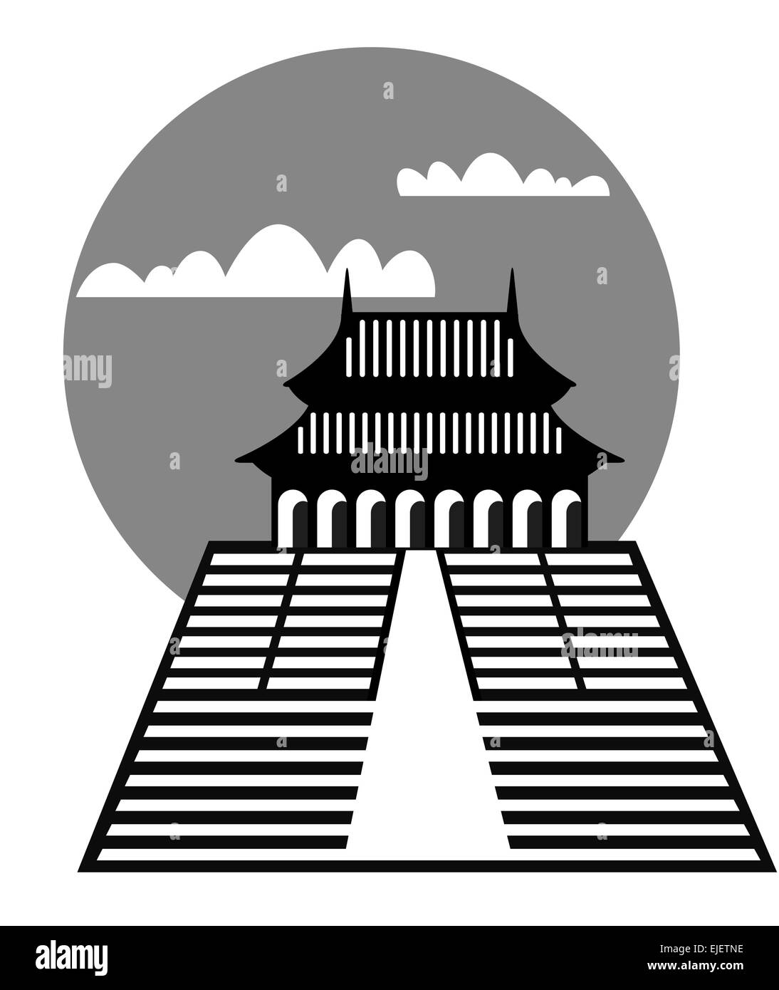 Abbildung der Pagode - archetypische Symbol der Architektur des Fernen Ostens Stock Vektor