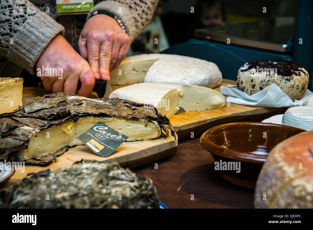 Marche, Fermo, Marche Tipicità, typische 2015 Speisen stehen "Fontegranne" Km 0 Käse auf dem Bauernhof Bio hergestellt. Stockfoto