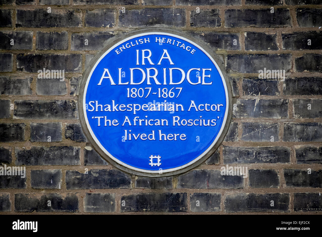 Blaue Plakette zum Gedenken an die Shakespeare amerikanischen schwarzen Schauspieler Ira Aldridge in Crystal Palace London Stockfoto