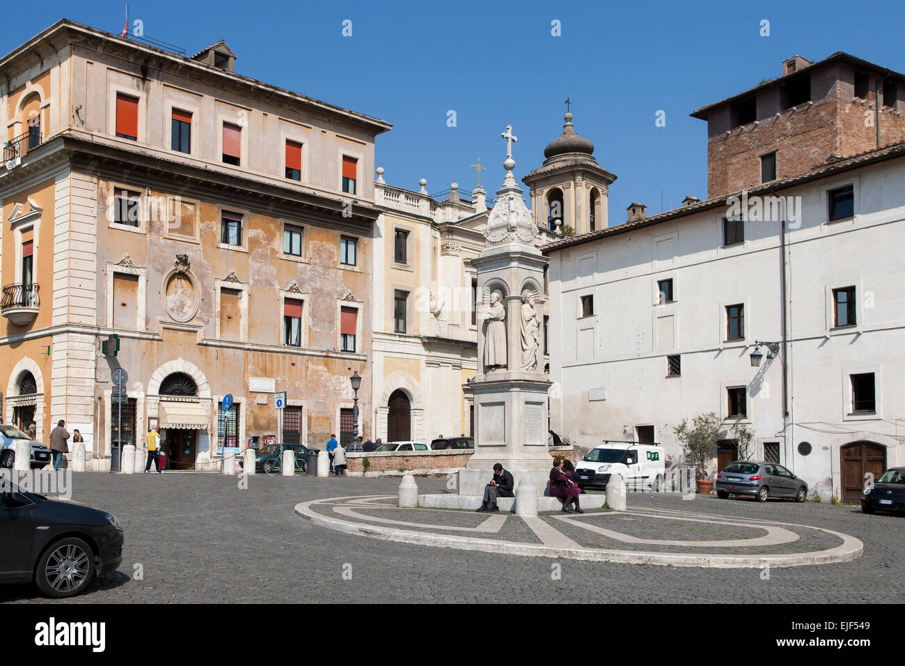 Der Platz am Isola Tiberina in Rom Italien Stockfoto