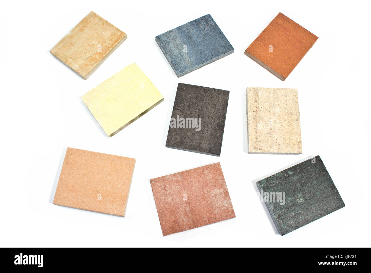 Bunter Granit Textur Proben Sammlung Katalog Stockfoto