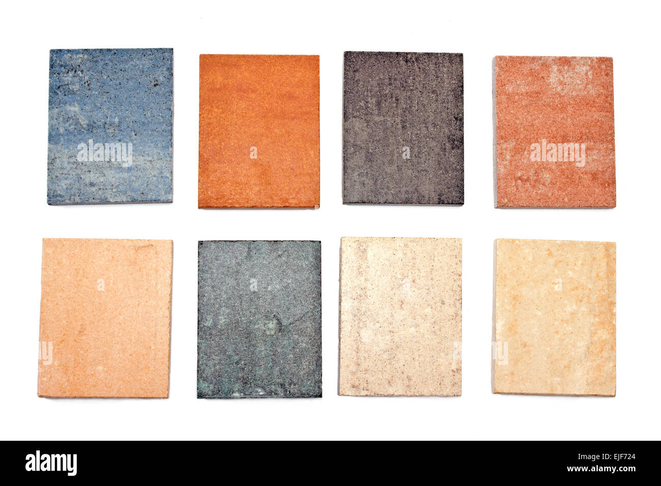 Bunter Granit Textur Proben Sammlung Katalog Stockfoto