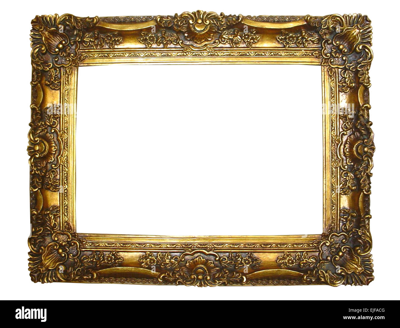 Vergoldete Gold Foto Frame mit Schnitzereien und Golddetails Stockfoto