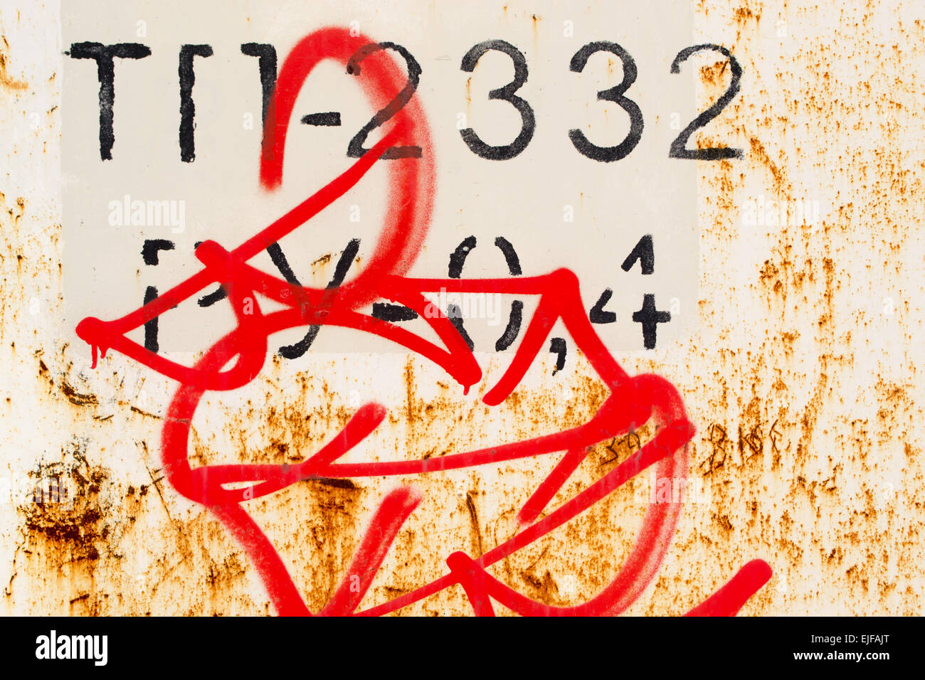 Metall Rost und Urban Street Art Hintergrund russisches alphabet Stockfoto