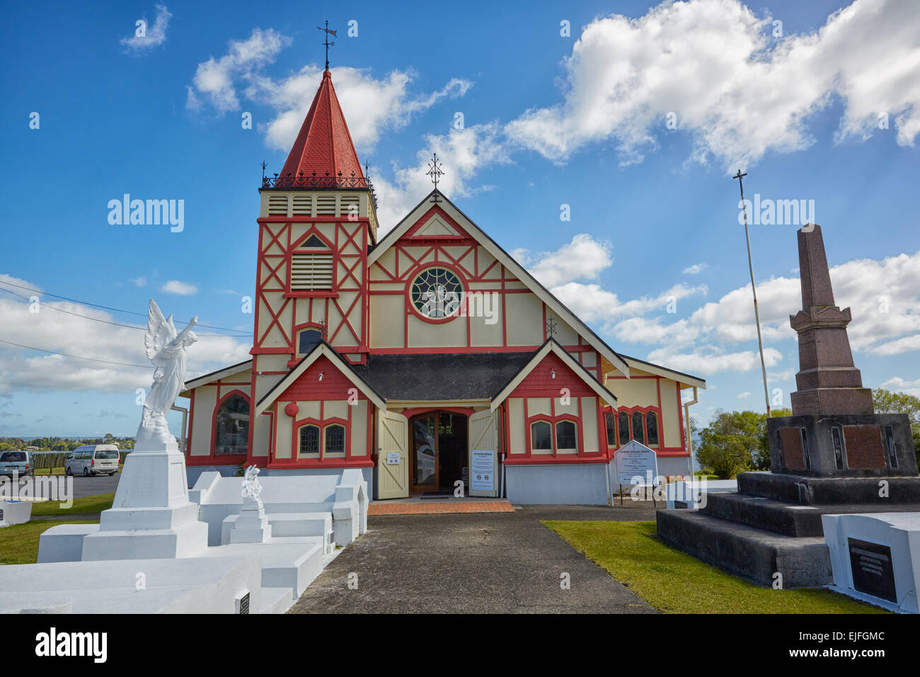 Anglikanische Kirche des heiligen Glaubens, Ohinemutu Maori Dorf, Rotorua, Nordinsel, Neuseeland Stockfoto