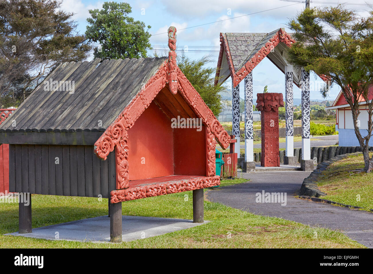 Ohinemutu Maori Village, Rotorua, Nordinsel, Neuseeland Stockfoto