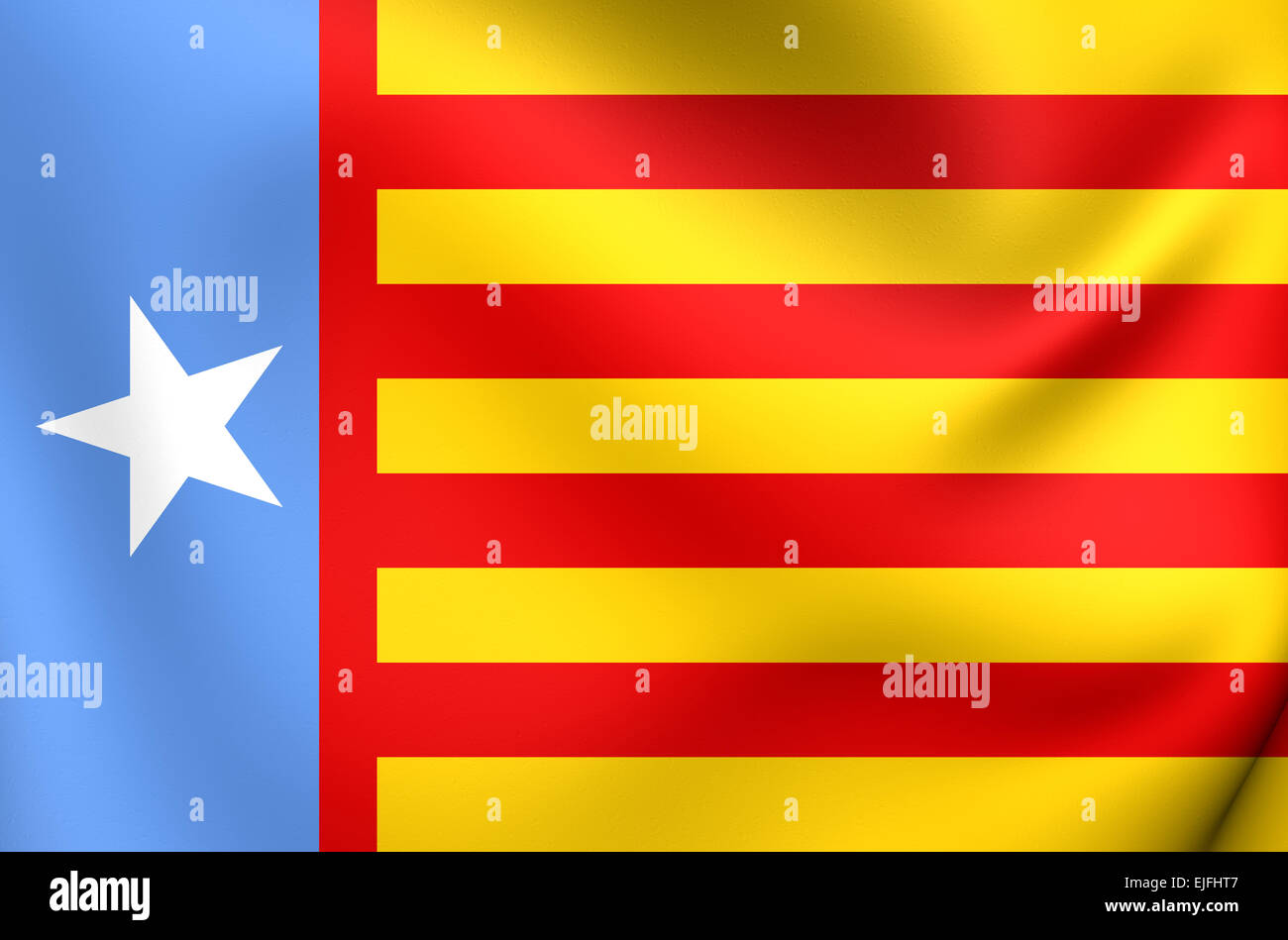 Flagge des valencianischen Nationalismus. Hautnah. Stockfoto
