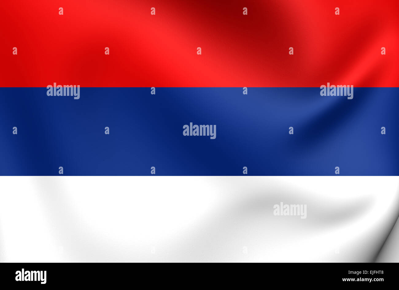 Flagge von Serbien. Hautnah. Stockfoto