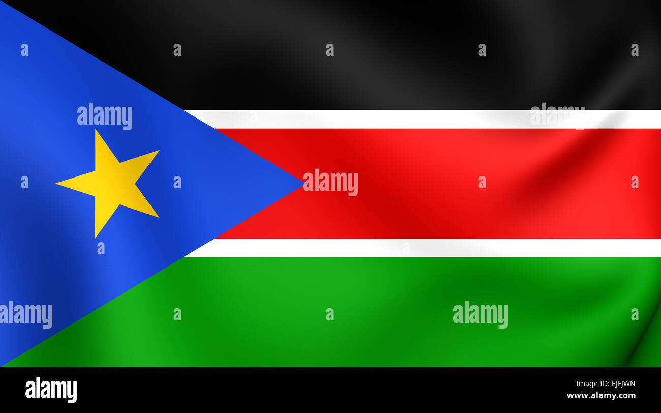 Flagge des Südsudan. Hautnah. Stockfoto