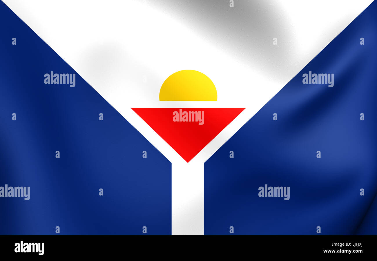 Flagge von Saint-Martin. Hautnah. Stockfoto