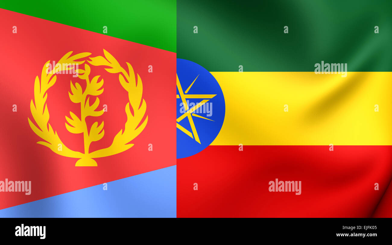 Flagge von Tigrinya Sprache. Hautnah. Stockfoto