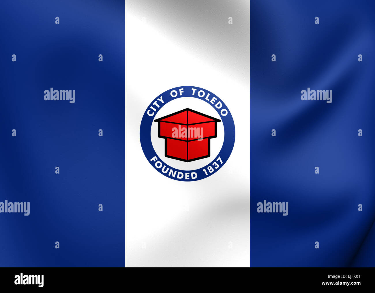 Flagge von Toledo, USA. Hautnah. Stockfoto