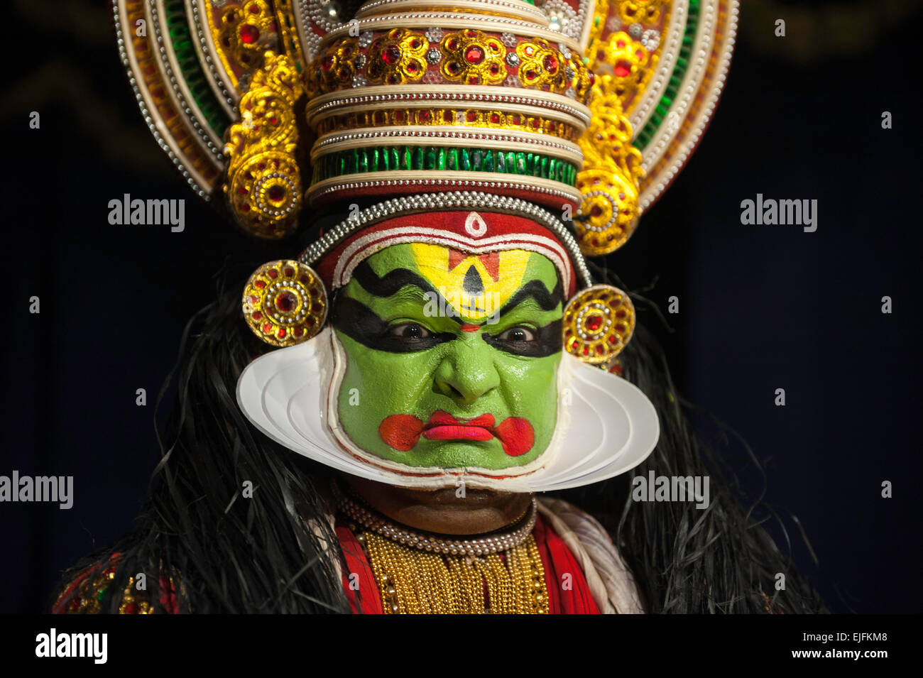 Kathakali Künstler, Mudra - Gesichtsausdruck zeigen Stockfoto