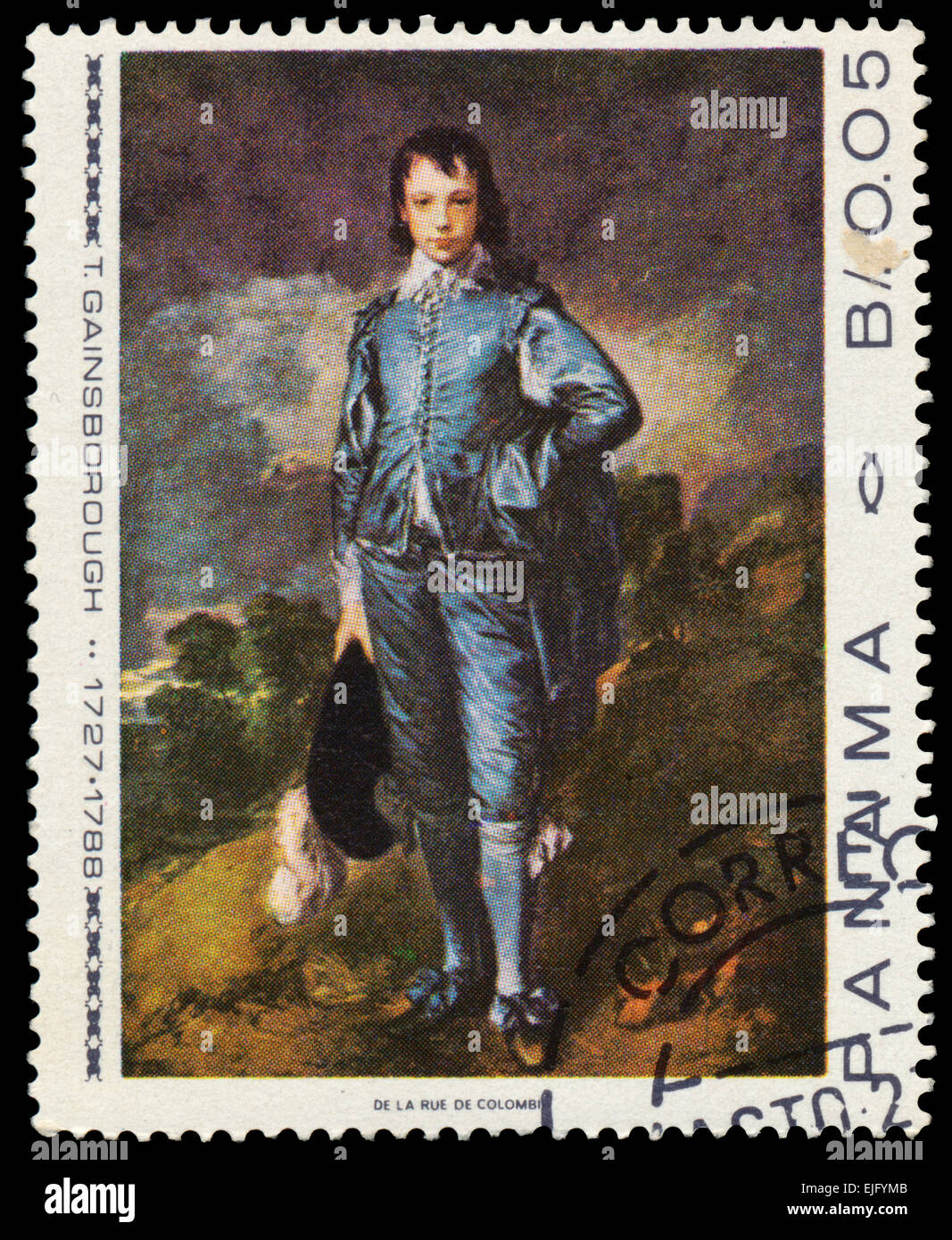 PANAMA - CIRCA 1967: Briefmarke gedruckt in Panama-Shows The Blue Boy, Gemälde von Thomas Gainsborough, circa 1967 Stockfoto