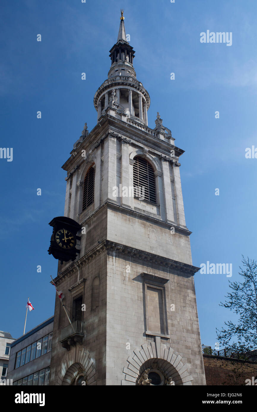 St Mary-le-Bow Church auch bekannt als Bow Bells Cheapside Stadt von London England UK Stockfoto