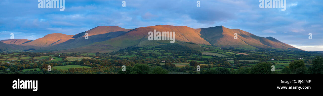 Abendlicht auf die Galtee Mountains, County Tipperary, Irland. Stockfoto